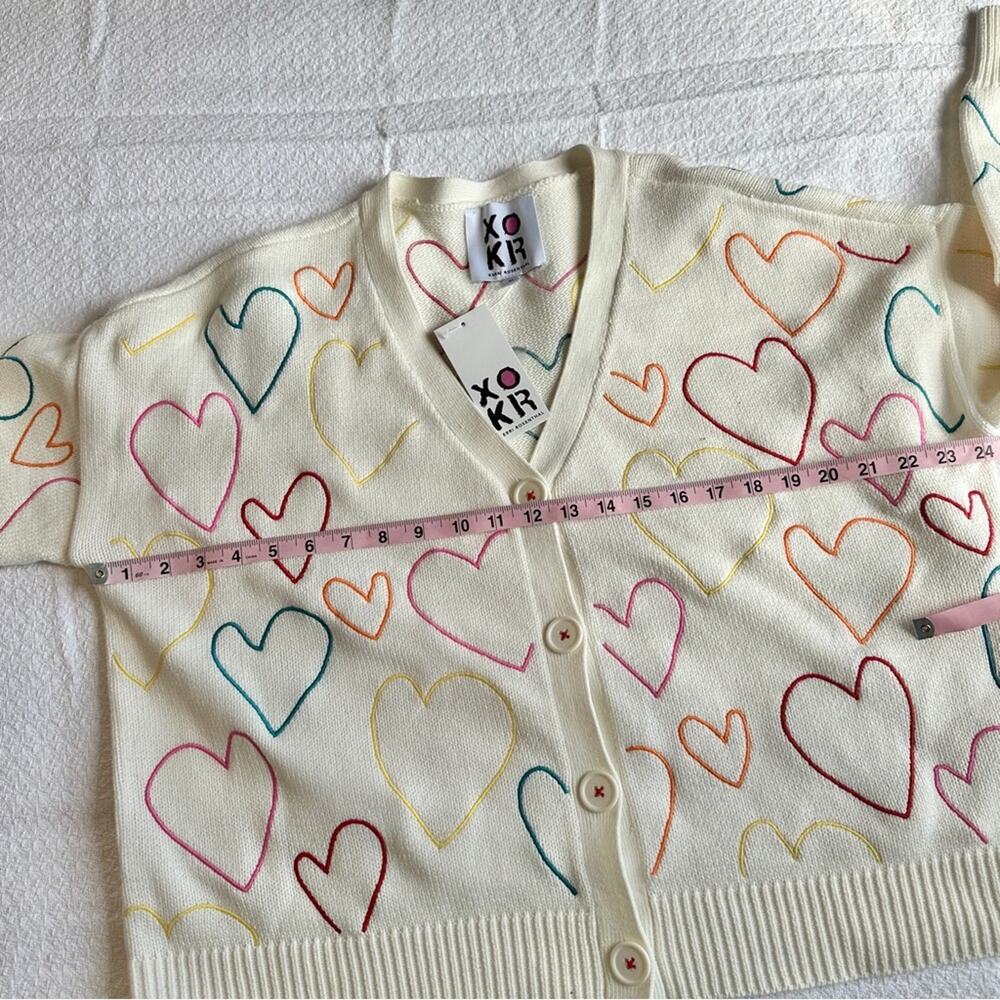 Kerri Rosenthal XOXO Heart Sweater Cardigan NEW Medium - Picture 5 of 6